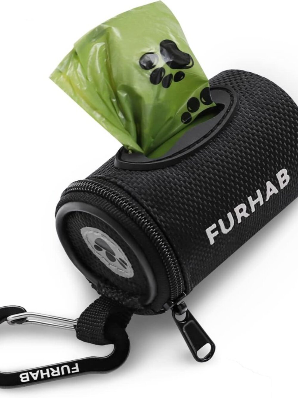 Dog Poop Bag Holder for Leash with Carabiner Clip Soft Fabric